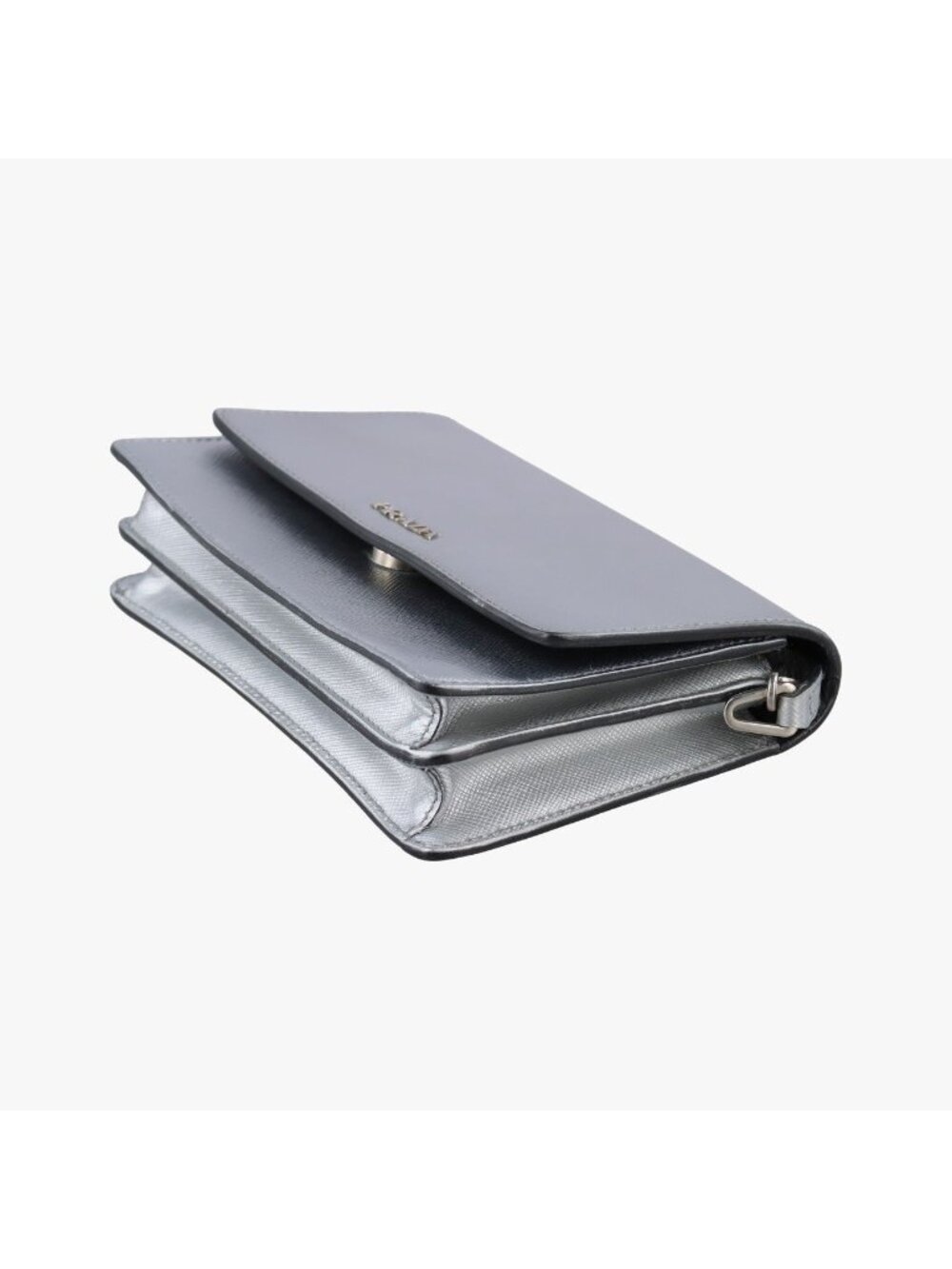 ★SOLD★ Prada Logo Chain Silver Saffiano Leather Bag - Picture 4 of 15